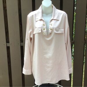 Calvin Klein Blush Blouse w/ Orange Undertones, Size OX